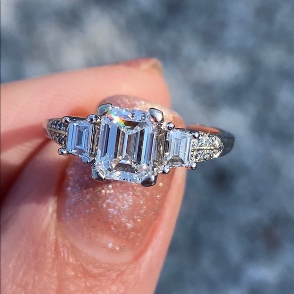 SOLD!! TACORI GIA Emerald Cut Diamond Engagement Ring 1.00 F SI1 Center - Picture 12 of 17